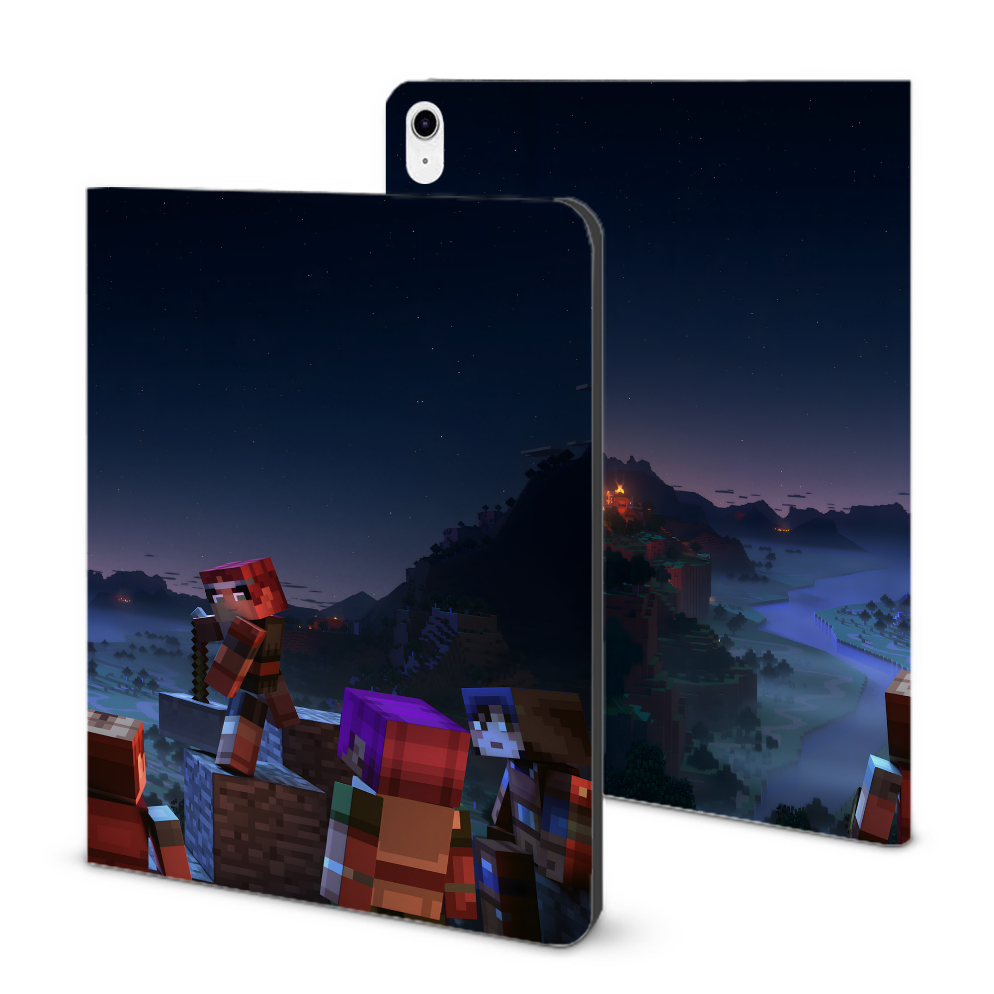 （画像用） マインクラフト ブロックの世界 Minecraft MC Block world IPad ケース ブック型 PUレザー TPU 耐衝撃 軽量 薄型 ペン収納なし 全面保護 IPad 各モデル対応